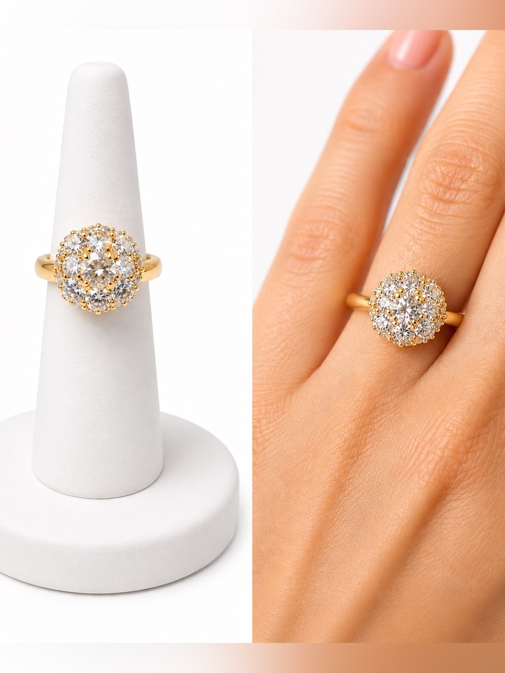 Crystal ball cluster ring size 7